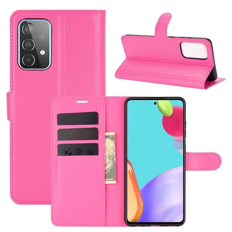 Litchi PU kožené peněženkové pouzdro na mobil Samsung Galaxy A52 5G/4G/A52s 5G - rose