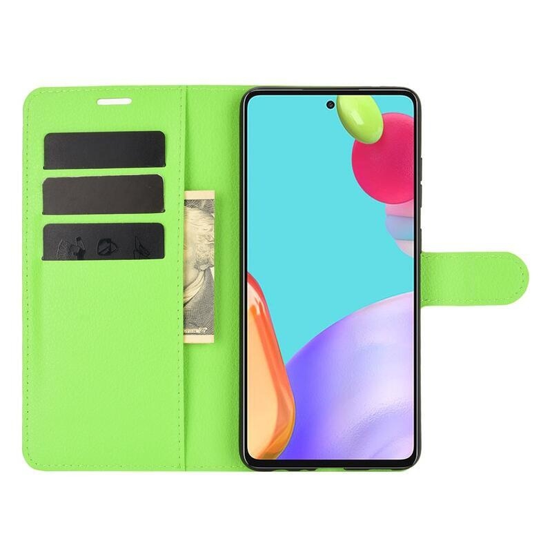 Litchi PU kožené peněženkové pouzdro na mobil Samsung Galaxy A52 5G/4G/A52s 5G - zelené