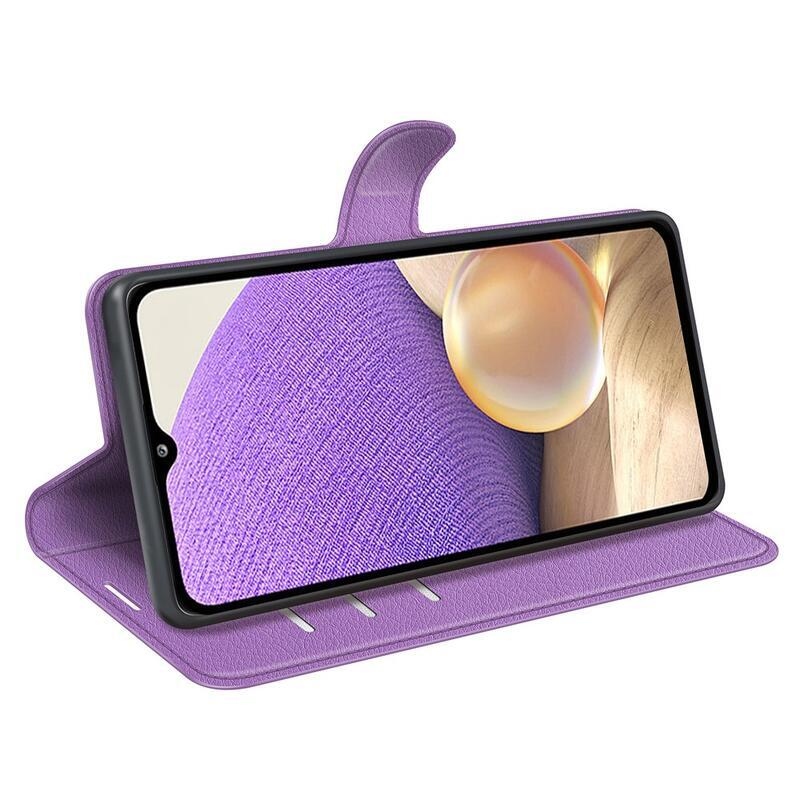 Litchi PU kožené peněženkové pouzdro na mobil Samsung Galaxy A53 5G - fialové