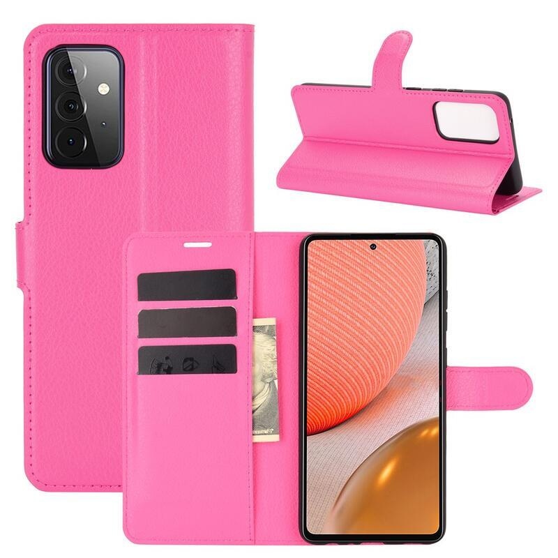 Litchi PU kožené peněženkové pouzdro na mobil Samsung Galaxy A72 5G/4G - rose
