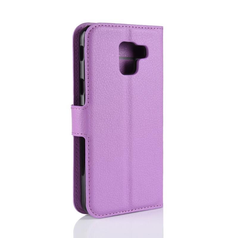 Litchi PU kožené peněženkové pouzdro na mobil Samsung Galaxy J6 (2018) - fialové