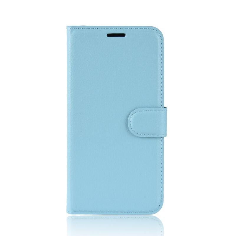 Litchi PU kožené peněženkové pouzdro na mobil Samsung Galaxy J6 (2018) - světlemodré