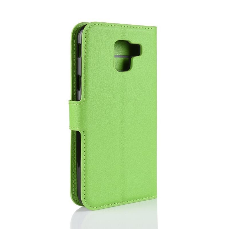 Litchi PU kožené peněženkové pouzdro na mobil Samsung Galaxy J6 (2018) - zelené