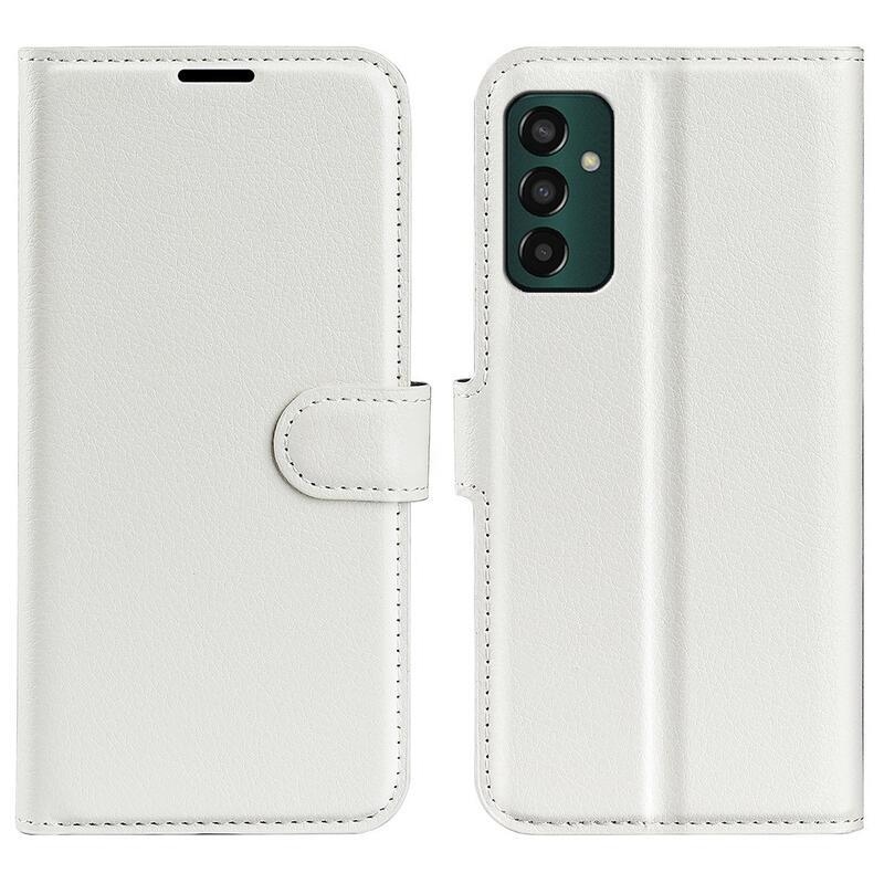 Litchi PU kožené peněženkové pouzdro na mobil Samsung Galaxy M13 4G - bílé