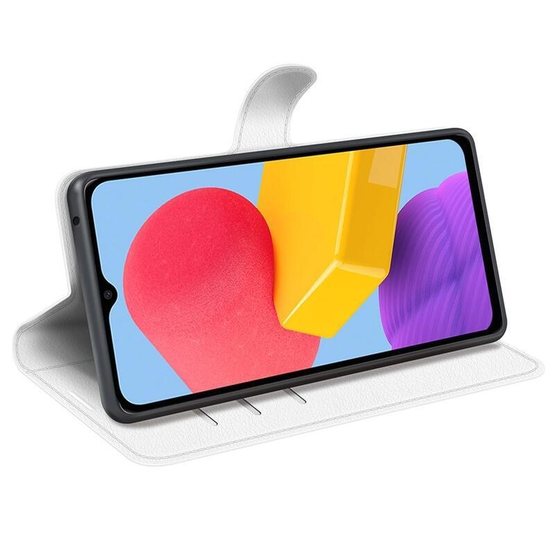 Litchi PU kožené peněženkové pouzdro na mobil Samsung Galaxy M13 4G - bílé