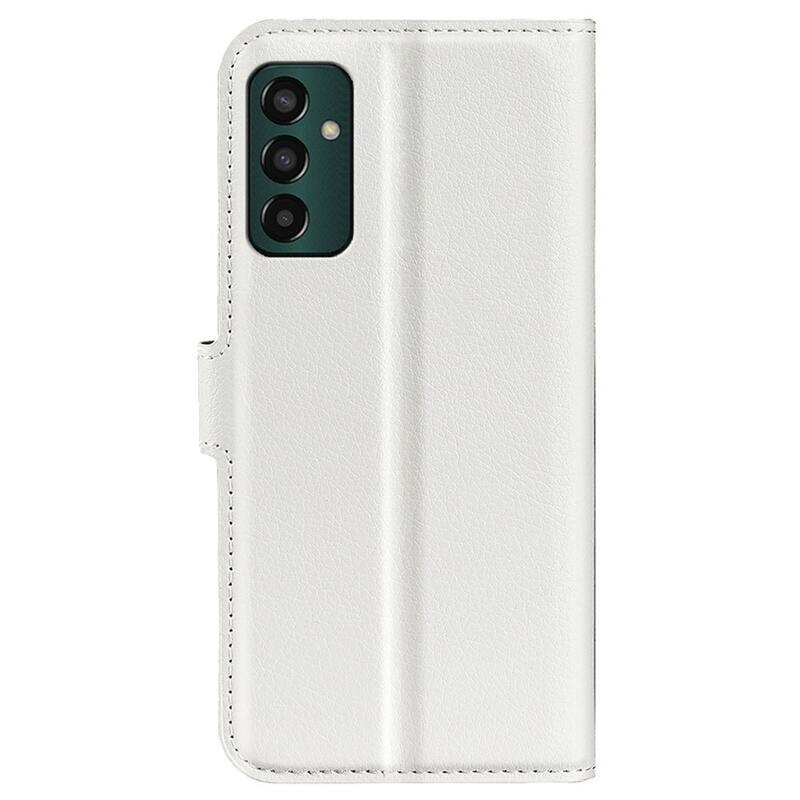Litchi PU kožené peněženkové pouzdro na mobil Samsung Galaxy M13 4G - bílé