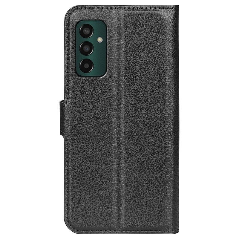 Litchi PU kožené peněženkové pouzdro na mobil Samsung Galaxy M13 4G - černé