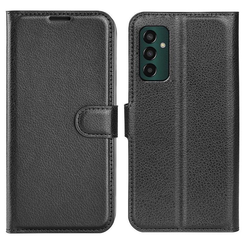 Litchi PU kožené peněženkové pouzdro na mobil Samsung Galaxy M13 4G - černé