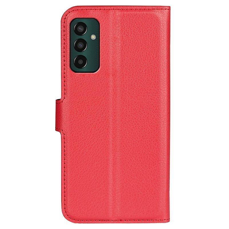 Litchi PU kožené peněženkové pouzdro na mobil Samsung Galaxy M13 4G - červené