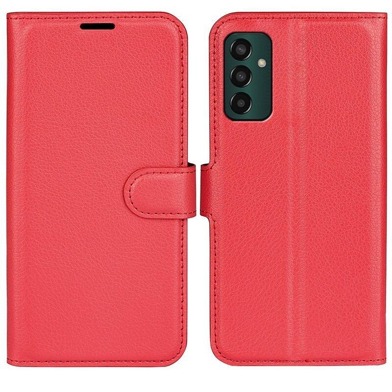 Litchi PU kožené peněženkové pouzdro na mobil Samsung Galaxy M13 4G - červené