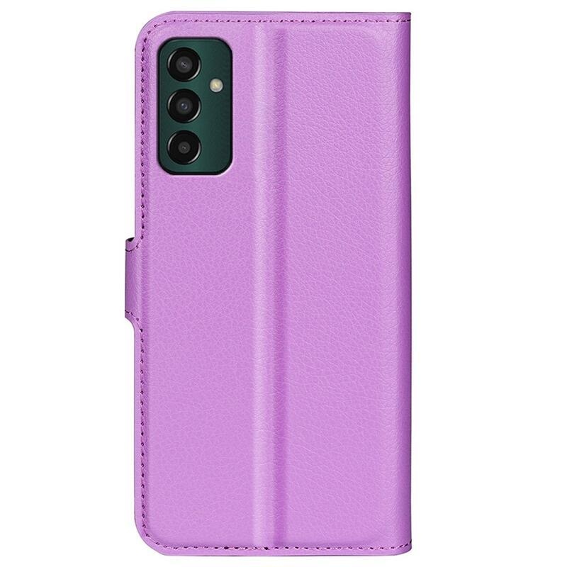 Litchi PU kožené peněženkové pouzdro na mobil Samsung Galaxy M13 4G - fialové