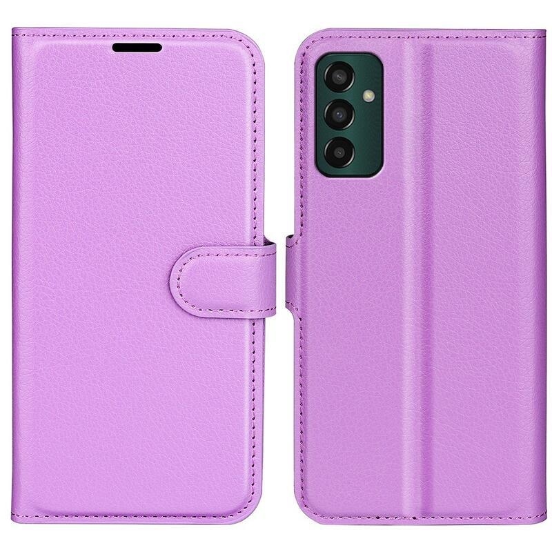 Litchi PU kožené peněženkové pouzdro na mobil Samsung Galaxy M13 4G - fialové