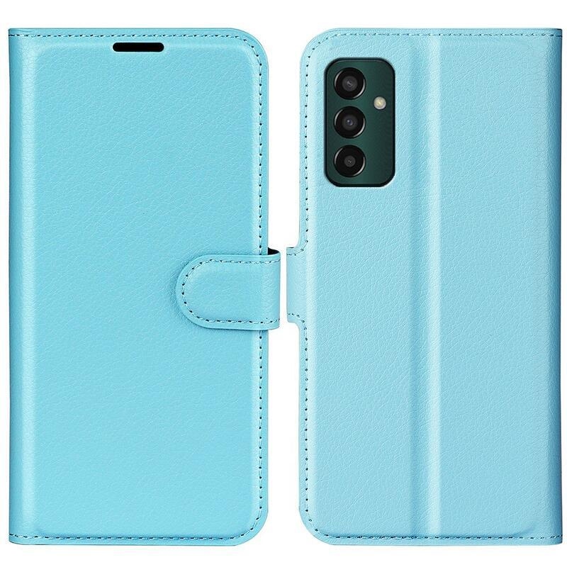 Litchi PU kožené peněženkové pouzdro na mobil Samsung Galaxy M13 4G - modré