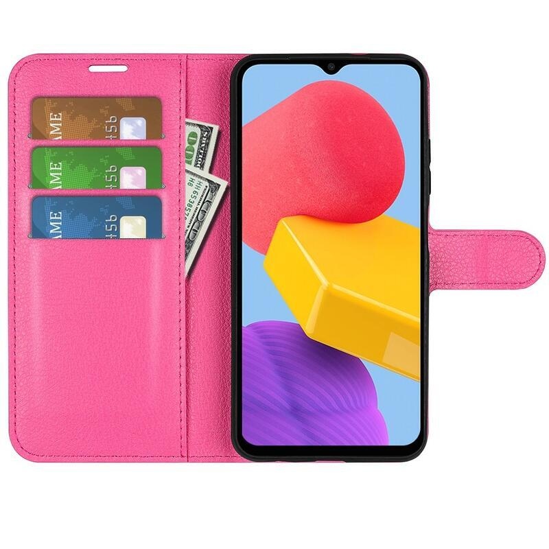 Litchi PU kožené peněženkové pouzdro na mobil Samsung Galaxy M13 4G - rose