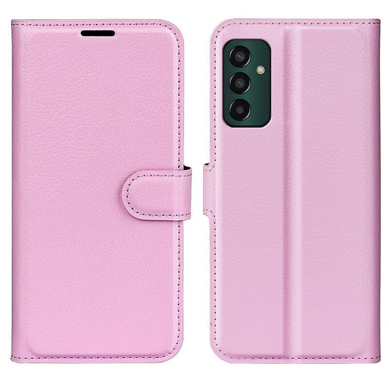 Litchi PU kožené peněženkové pouzdro na mobil Samsung Galaxy M13 4G - růžové