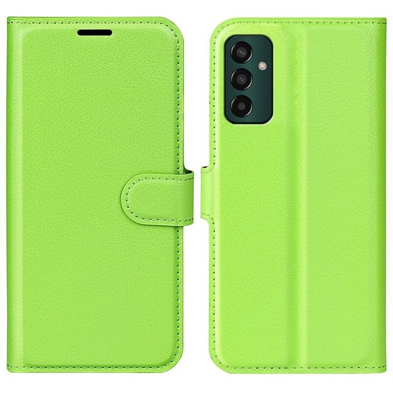 Litchi PU kožené peněženkové pouzdro na mobil Samsung Galaxy M13 4G - zelené