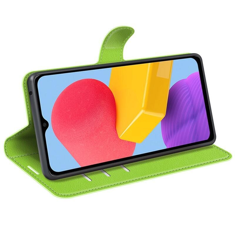 Litchi PU kožené peněženkové pouzdro na mobil Samsung Galaxy M13 4G - zelené