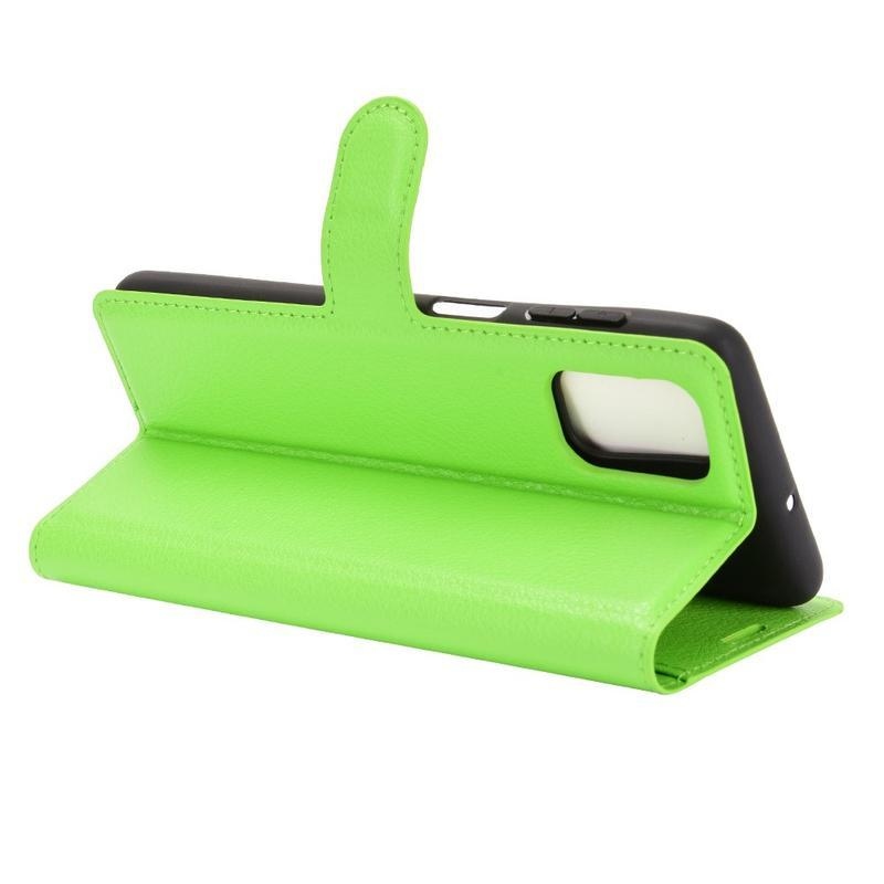 Litchi PU kožené peněženkové pouzdro na mobil Samsung Galaxy M51 - zelené