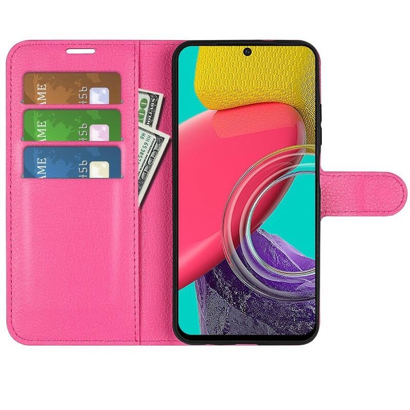 Litchi PU kožené peněženkové pouzdro na mobil Samsung Galaxy M53 5G - rose