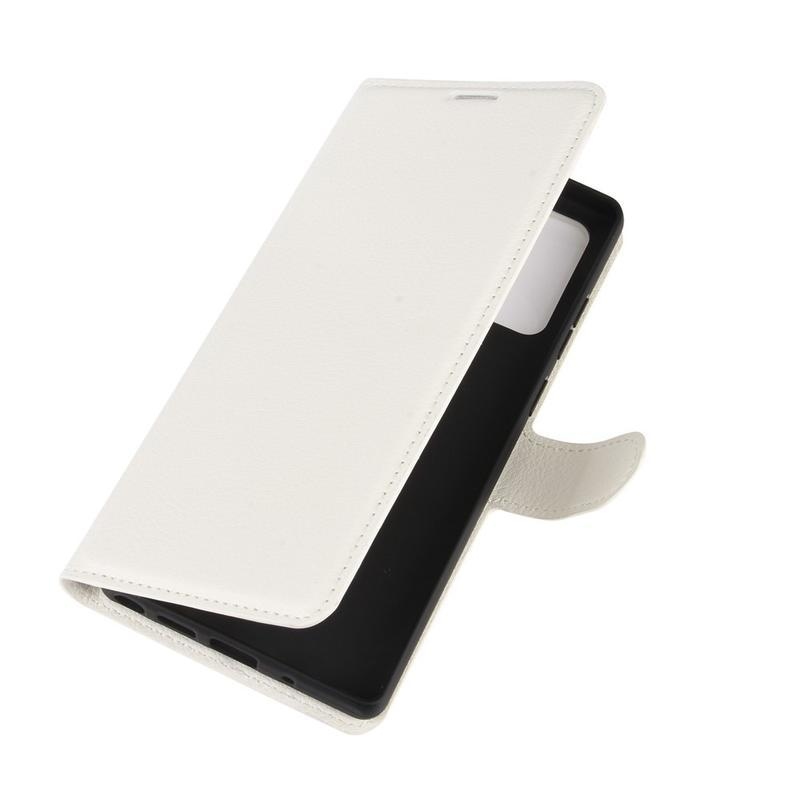 Litchi PU kožené peněženkové pouzdro na mobil Samsung Galaxy Note 20/Note 20 5G - bílé