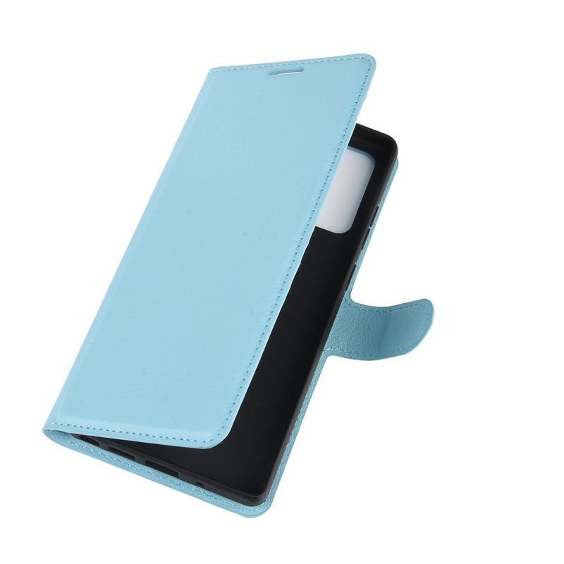 Litchi PU kožené peněženkové pouzdro na mobil Samsung Galaxy Note 20/Note 20 5G - modré