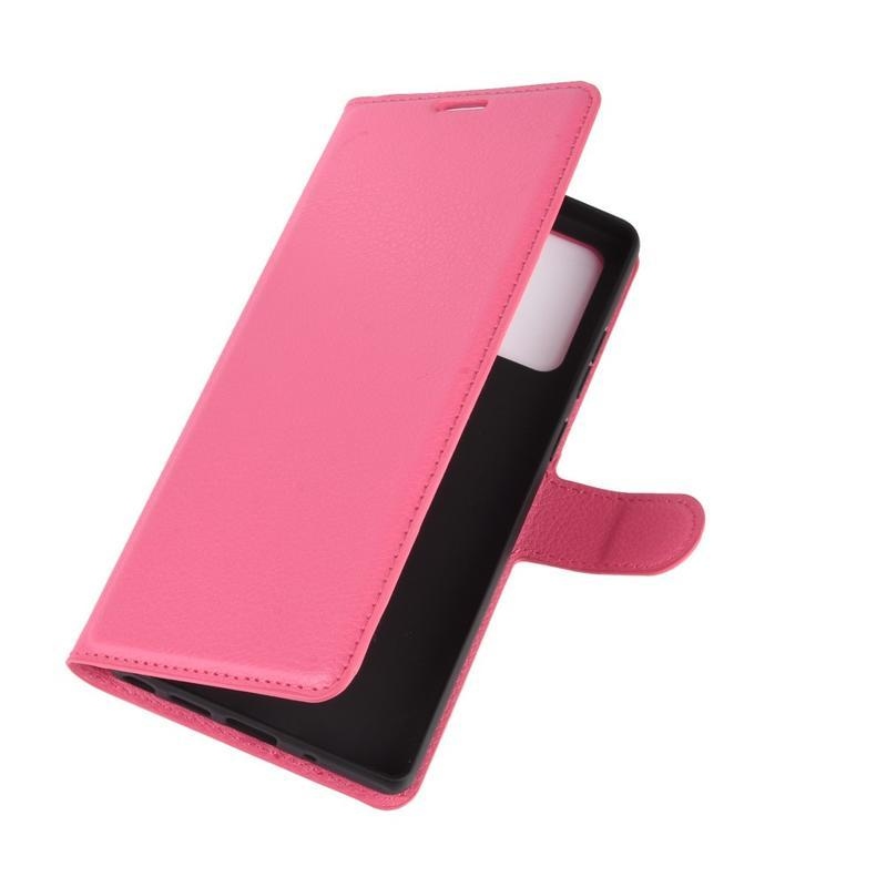 Litchi PU kožené peněženkové pouzdro na mobil Samsung Galaxy Note 20/Note 20 5G - rose