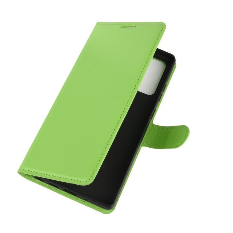 Litchi PU kožené peněženkové pouzdro na mobil Samsung Galaxy Note 20/Note 20 5G - zelené