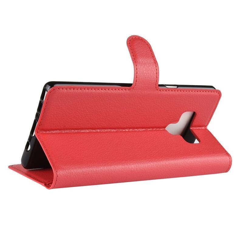 Litchi PU kožené peněženkové pouzdro na mobil Samsung Galaxy Note 9 - červené