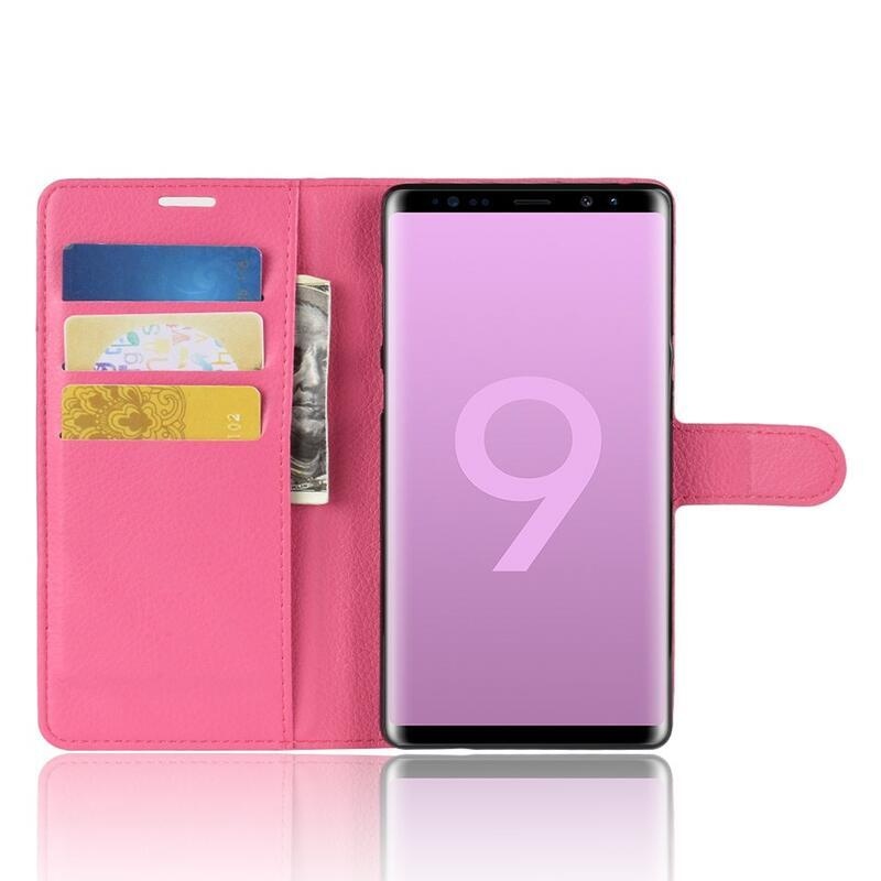 Litchi PU kožené peněženkové pouzdro na mobil Samsung Galaxy Note 9 - rose