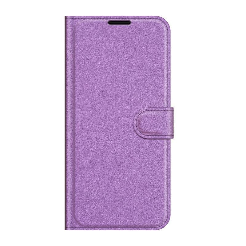 Litchi PU kožené peněženkové pouzdro na mobil Samsung Galaxy S21 FE 5G - fialové