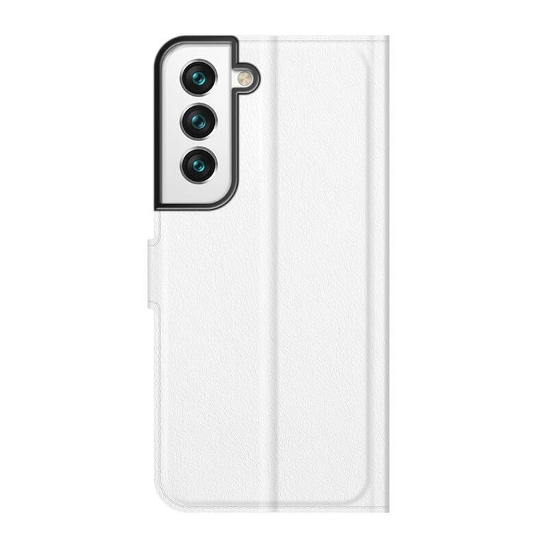 Litchi PU kožené peněženkové pouzdro na mobil Samsung Galaxy S22 5G - bílé