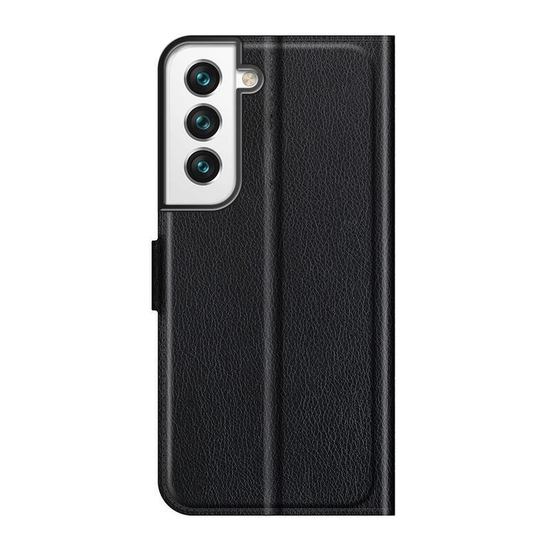 Litchi PU kožené peněženkové pouzdro na mobil Samsung Galaxy S22+ 5G - černé