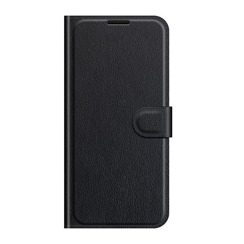 Litchi PU kožené peněženkové pouzdro na mobil Samsung Galaxy S22+ 5G - černé
