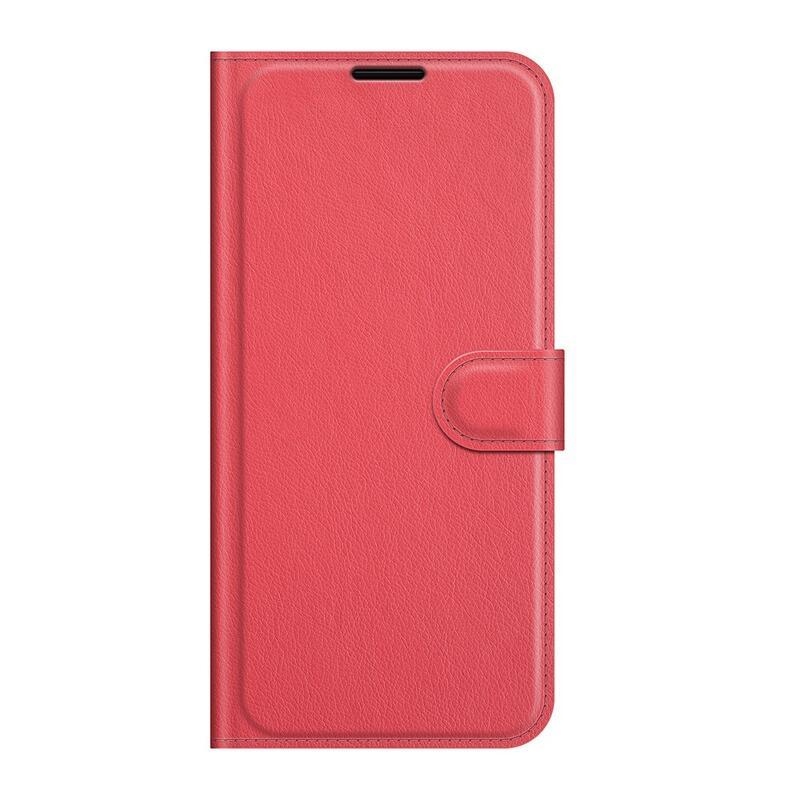 Litchi PU kožené peněženkové pouzdro na mobil Samsung Galaxy S22+ 5G - červené