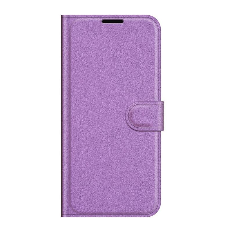 Litchi PU kožené peněženkové pouzdro na mobil Samsung Galaxy S22 5G - fialové