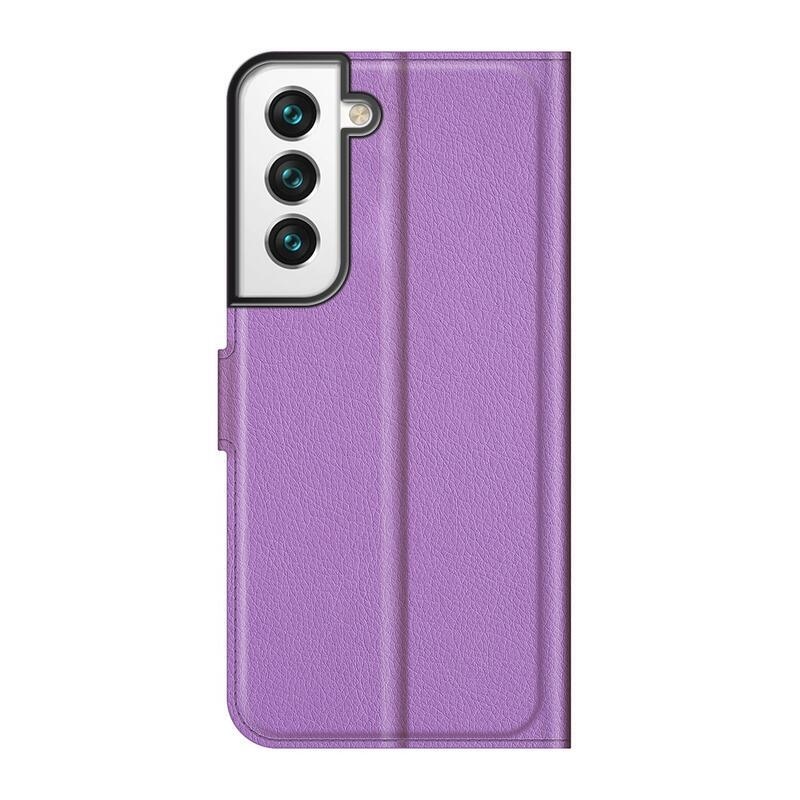 Litchi PU kožené peněženkové pouzdro na mobil Samsung Galaxy S22 5G - fialové