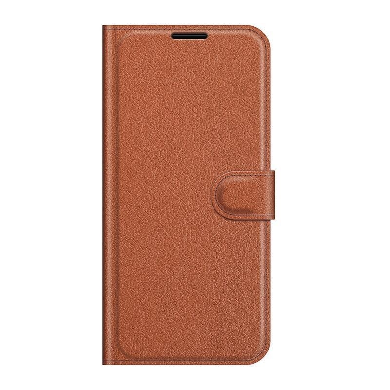 Litchi PU kožené peněženkové pouzdro na mobil Samsung Galaxy S22 5G - hnědé