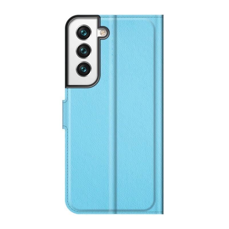 Litchi PU kožené peněženkové pouzdro na mobil Samsung Galaxy S22 5G - modré