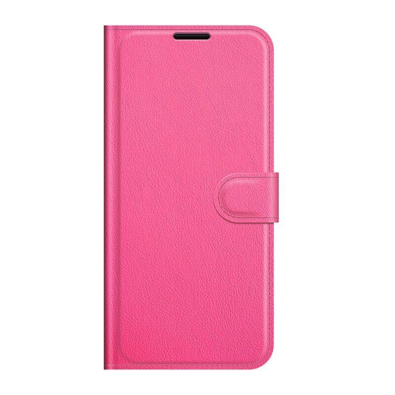 Litchi PU kožené peněženkové pouzdro na mobil Samsung Galaxy S22 5G - rose