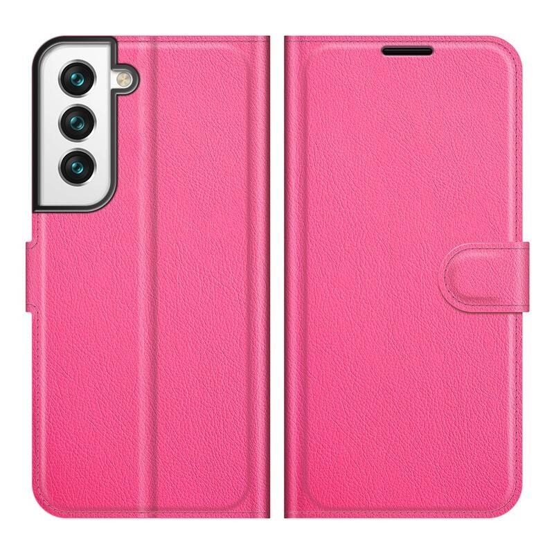 Litchi PU kožené peněženkové pouzdro na mobil Samsung Galaxy S22 5G - rose