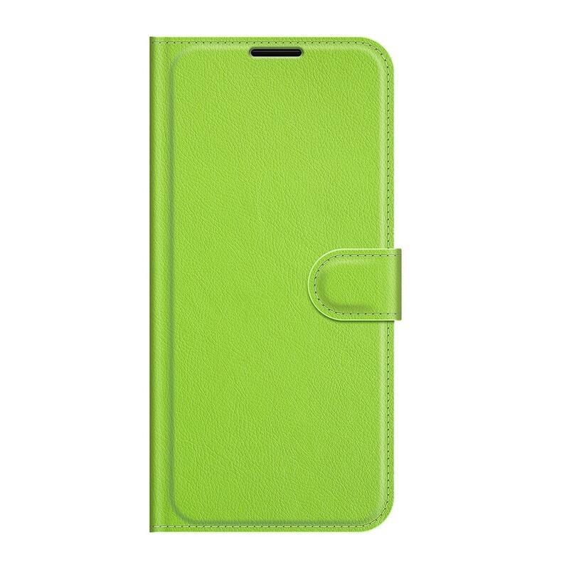 Litchi PU kožené peněženkové pouzdro na mobil Samsung Galaxy S22+ 5G - zelené