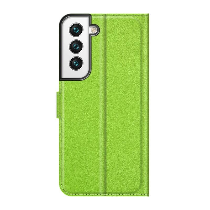 Litchi PU kožené peněženkové pouzdro na mobil Samsung Galaxy S22+ 5G - zelené