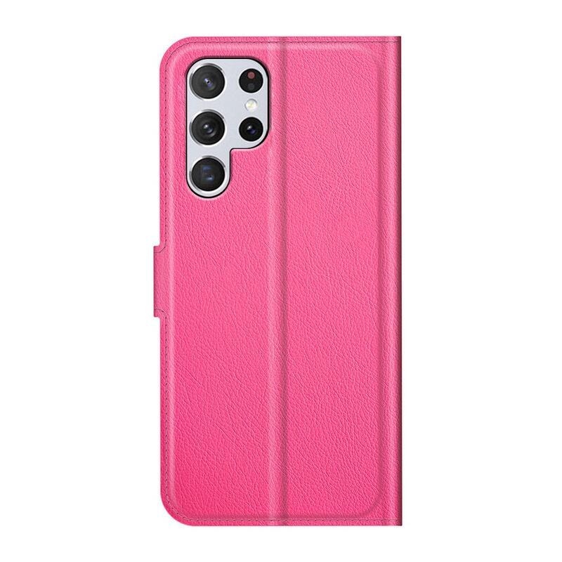 Litchi PU kožené peněženkové pouzdro na mobil Samsung Galaxy S22 Ultra 5G - rose