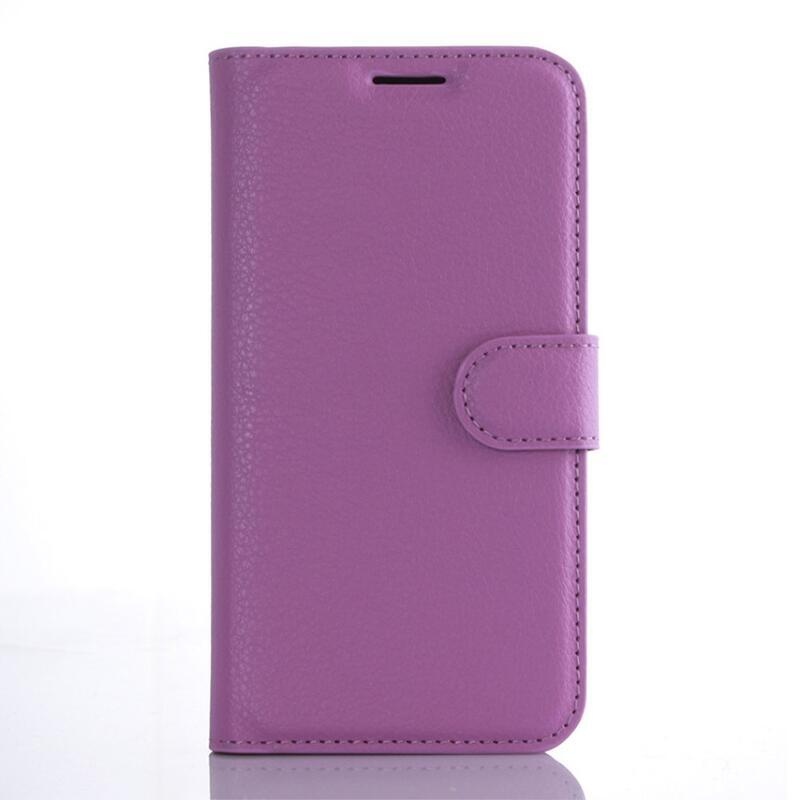Litchi PU kožené peněženkové pouzdro na mobil Samsung Galaxy S7 - fialové