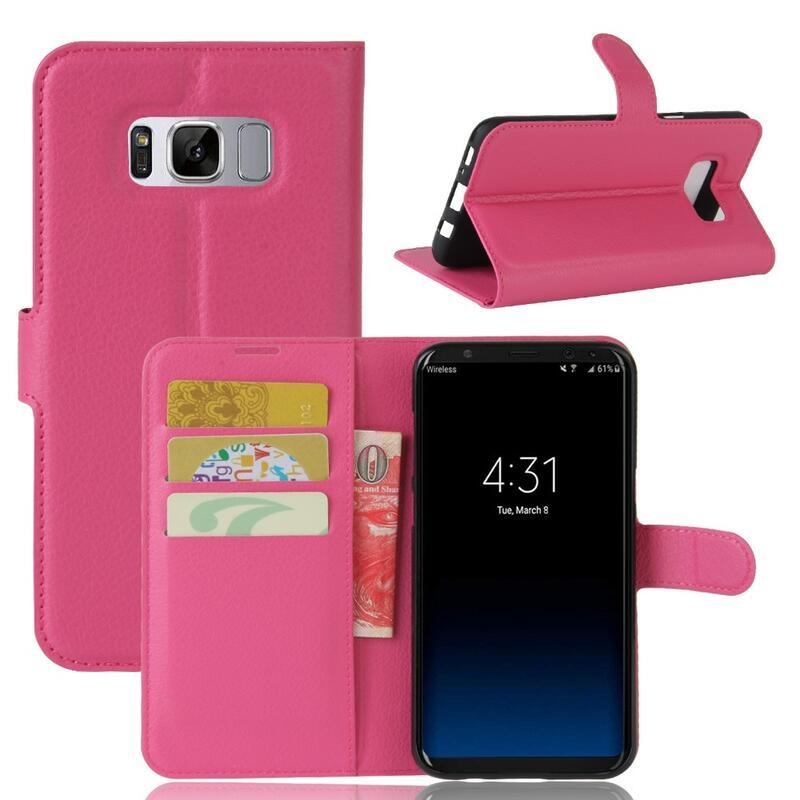 Litchi PU kožené peněženkové pouzdro na mobil Samsung Galaxy S8 Plus - rose
