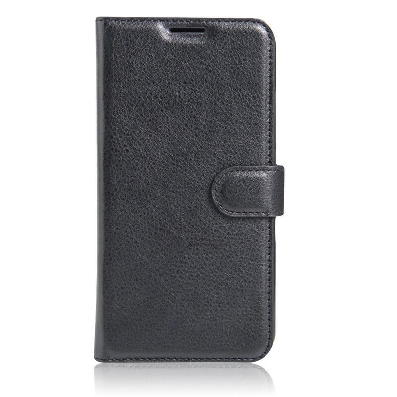 Litchi PU kožené peněženkové pouzdro na mobil Sony Xperia XZ - černé
