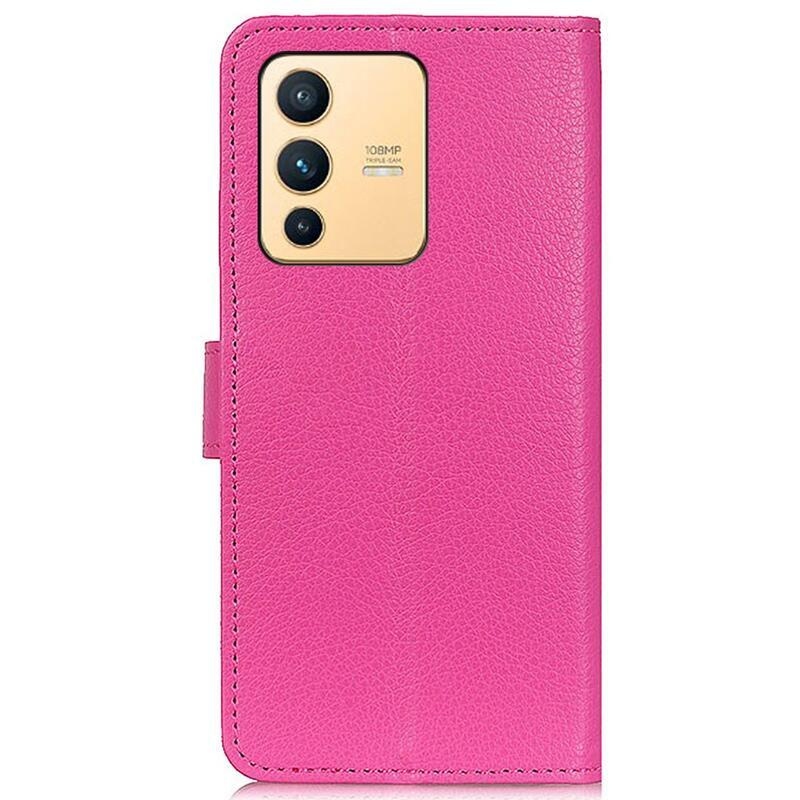 Litchi PU kožené peněženkové pouzdro na mobil Vivo V23 5G - rose