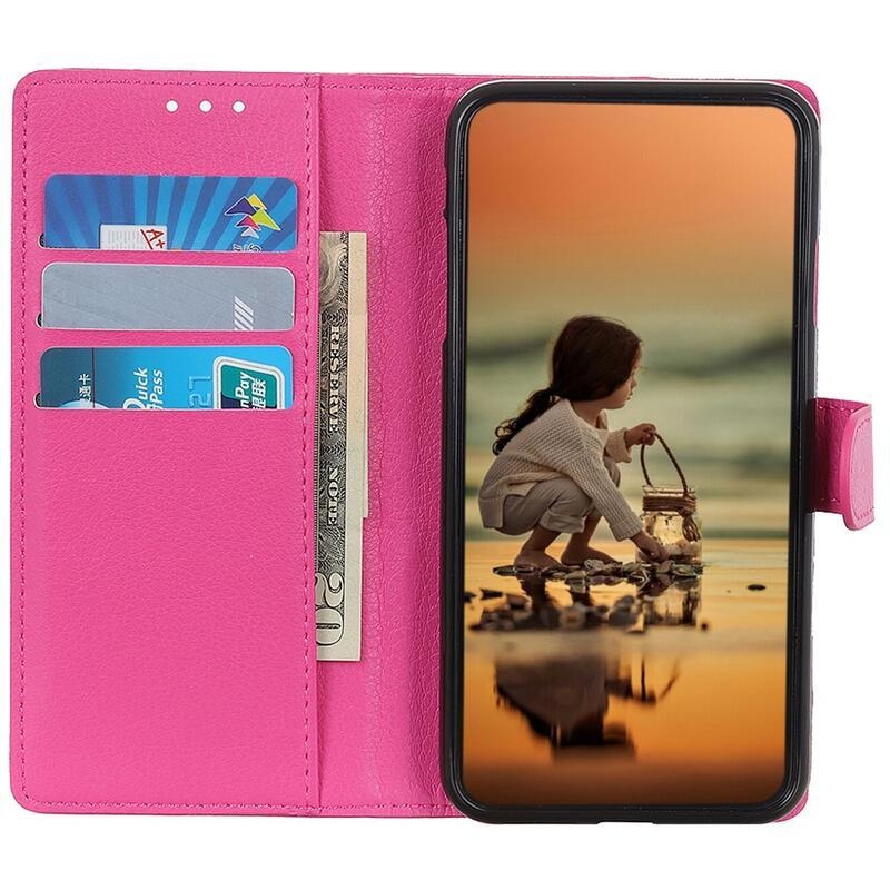 Litchi PU kožené peněženkové pouzdro na mobil Vivo V23 5G - rose