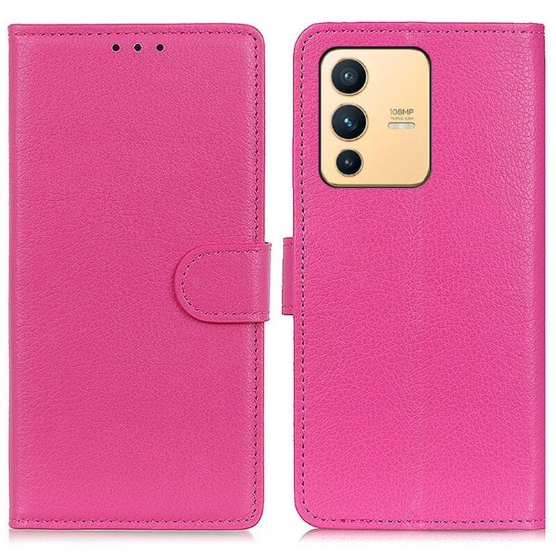 Litchi PU kožené peněženkové pouzdro na mobil Vivo V23 5G - rose