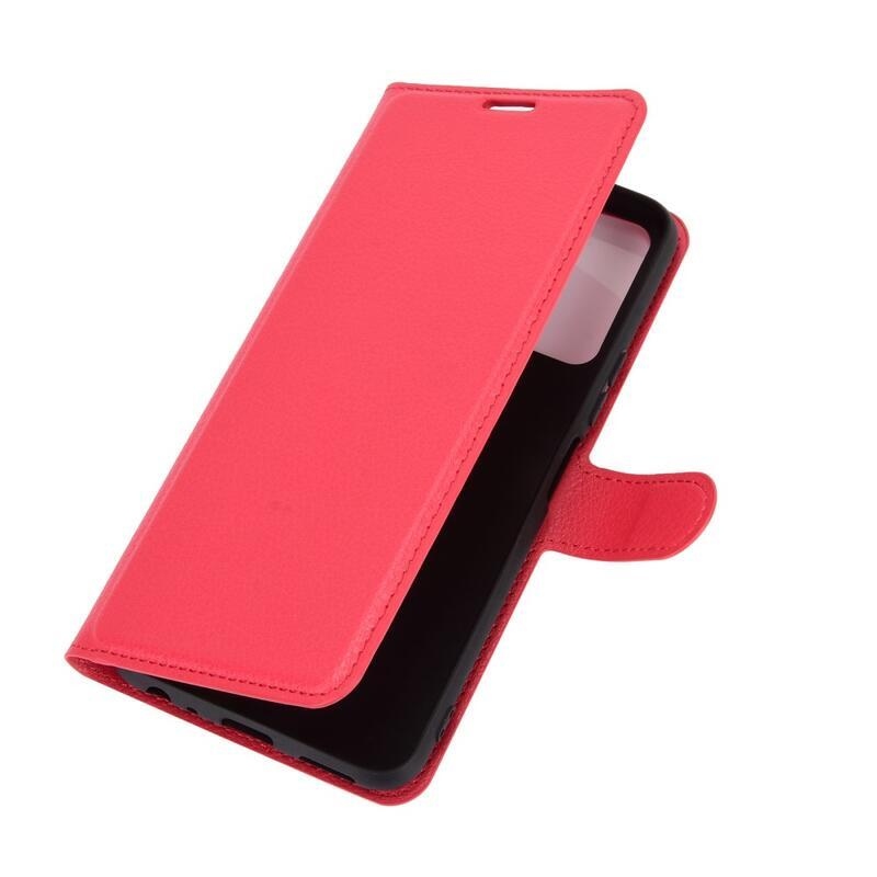 Litchi PU kožené peněženkové pouzdro na mobil Vivo Y20s/Y11s - červené
